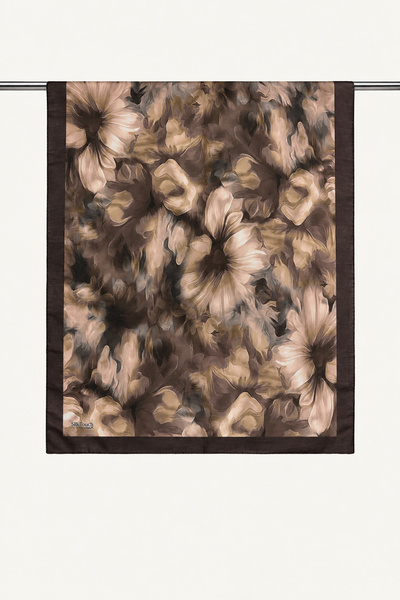 SilkTouch Coffee Romance Garden Patterned Organic Shawl