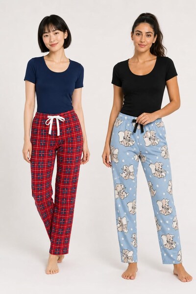 Pemilo Set de 2 piese pentru femei, cu model Milan, cu un singur pantalon.