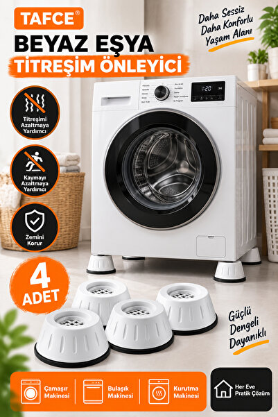 tafce Beyaz Titreşim Engelleyici Makine Ayağı – 4 Adet Kaymaz Çamaşır & Bulaş...
