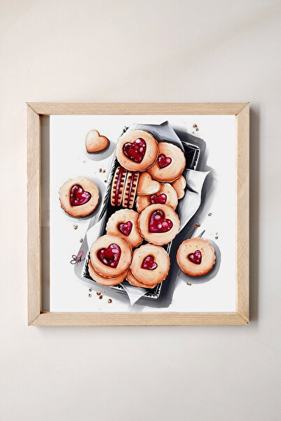 Tooall Watercolor Effect Heart Cookie Painting with Wooden Frame, Watercolor