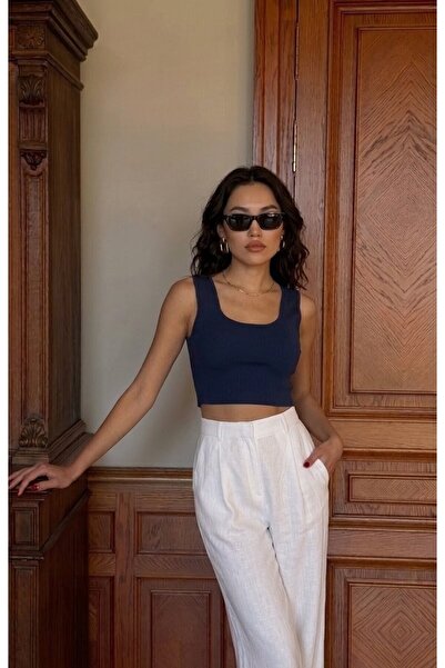 onno style women Sleeveless Strappy Square Neck Women's Knitted Blouse