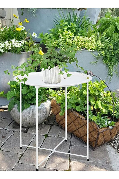 Generic ZENHOME Round Steel Table White 45x53x45cm