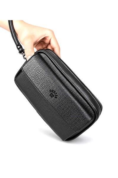 deri,se club Men's Black Hand and Bracelet Belted Portfolio Bag Handbag