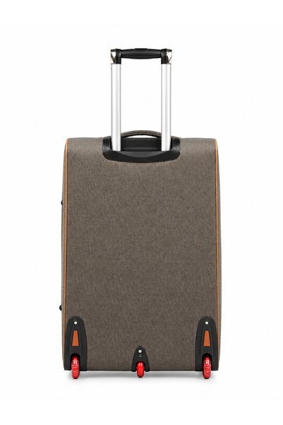 Generic 28 Inch Expandable Checked Soft Trolley Travel Luggage with 2-Wheel Design, Large-Khaki
