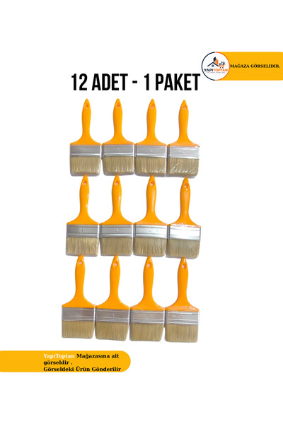 Genel Markalar Kestirme Fırçası No:4 Plastik Saplı Lüks Boya Fırçası 12 ADET