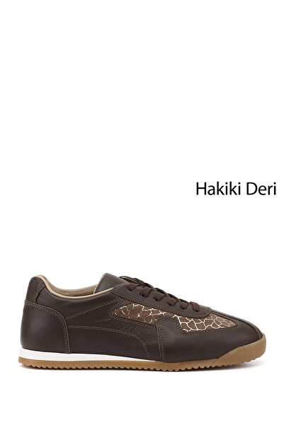 GÖNDERİ(R) Kadın Kahverengi Lastik Bağcıklı Hakiki Deri Sneaker