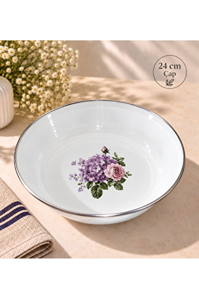 emaye market emaye muhallebi yemek kahvaltı tabak 24 cm desenli  Kase , Çukur...