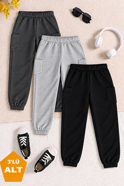 twins tailors İçi Polarlı Lastikli Paça 3'lü Paket Unisex Antrasit-Siyah-Gri ...