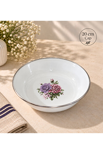 emaye market emaye muhallebi yemek kahvaltı tabak 20 cm desenli  Kase , Çukur...