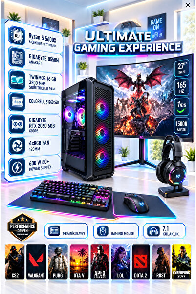 TOPLAMA WİNDOWS 11 RYZEN 5 5600X 165 HZ 27 İNÇ FULL SET