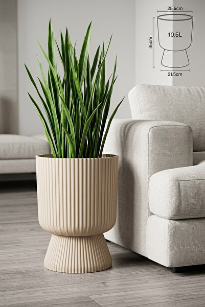 ToXA Ayaklı Deliksiz Saksı 25,5 cm (10,5 Litre) Dekoratif Plastik Çiçek Saksısı
