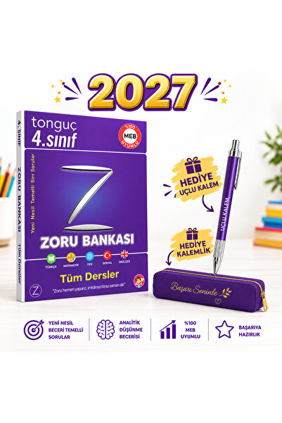 Tonguç Yayınları 4. sınıf zoru bankası Kalem ve kalemlik hediye (HEDİYELERDE ...