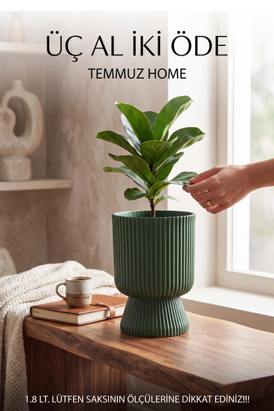 TEMMUZ HOME Lotus 1 Adet 1.8 Litre Ayaklı Saksı - 19.5 cm X 14 cm Çiçek ve Bi...