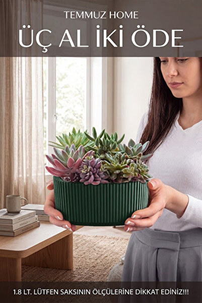 TEMMUZ HOME 2 No 1,8 Litre Pera Aranjman Saksı Plastik Bitki Çiçek Saksısı
