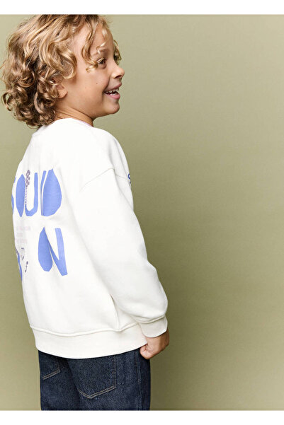 MANGO Baby %100 pamuklu desenli sweatshirt