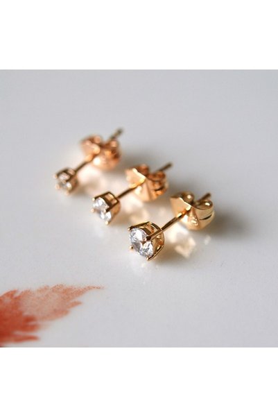 Heppii Surgical Steel Solitaire Earring Set 3 Pieces Rose Gold Color