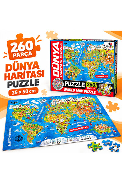 TOTTERİQ 260 Parça Dünya Haritası Puzzle eğitici yapboz