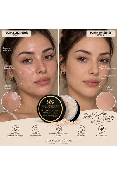 Arap Makyaj Dünyası PRO FIX ARABIAN Porcelain Make Up Transparan Pudra-Bej
