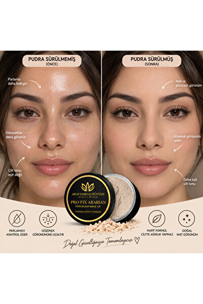 Arap Makyaj Dünyası PRO FIX ARABIAN Porcelain Make Up Transparan Pudra-Bej