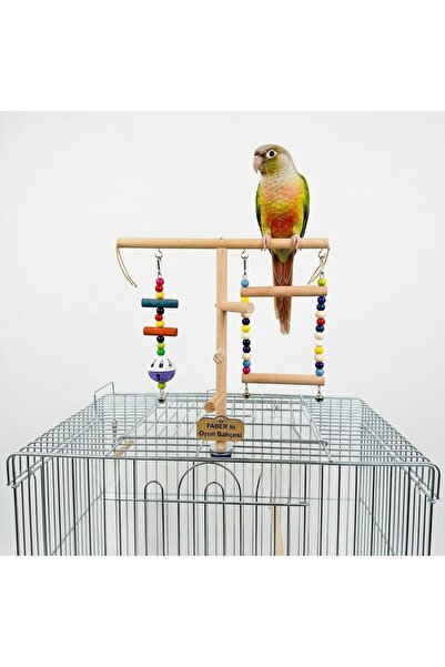 Paks Pet Wooden Bird Playground on Cage Top, Budgie with Name, Lovebird Play Set