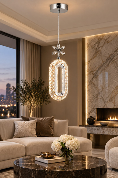 Ulucam Aydınlatma İmera Gümüş LED Avize Modern Sarkıt Salon ve Mutfak Avizesi