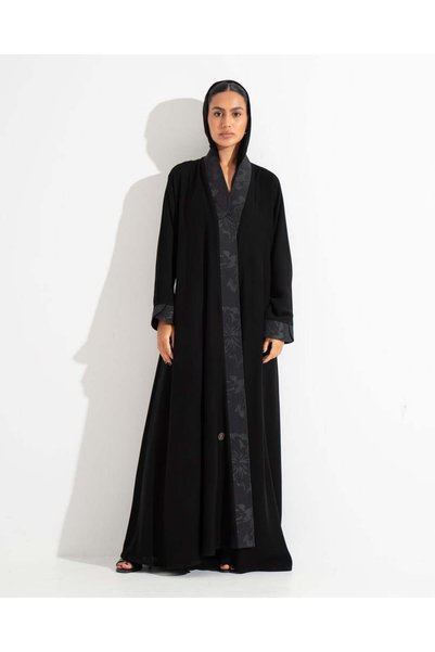OMES Abaya with a wrap-around chloche veil in royal crepe fabric with inserts - size 56