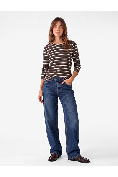 Koton Slim Fit Ribbed Long Sleeve Crew Neck Striped T-Shirt
