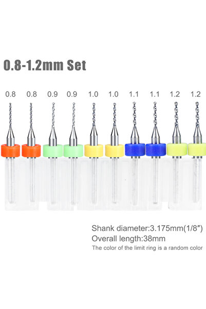 Choice32 10pcs 0.8-1.2mm CMCP 10Pcs 3.175 Shank Carbide PCB Drill Bits For Pr...