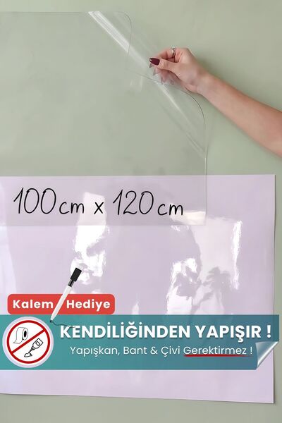 Pi Papers 100x120 Cm 1 Şeffaf 1 Beyaz, Yapışkansız Statik Tutunabilir Yazı Ta...