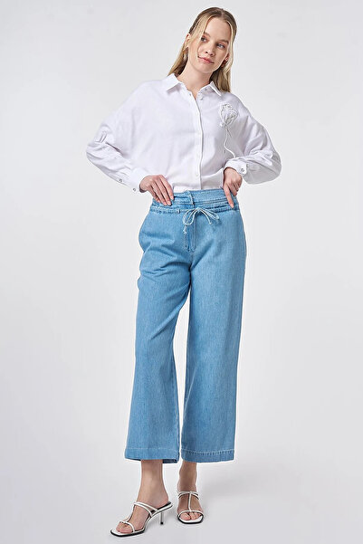 KYR High Waist Washed Trousers Blue