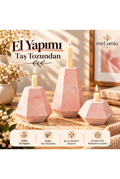 ArtyKids Craft El Yapımı 3'lü Taş Şamdan Seti