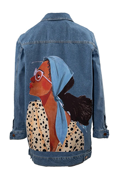 poupee Kadın Büyük Beden Kot Ceket, Büyük Beden Denim Ceket, Uzun Kadın Arkas...