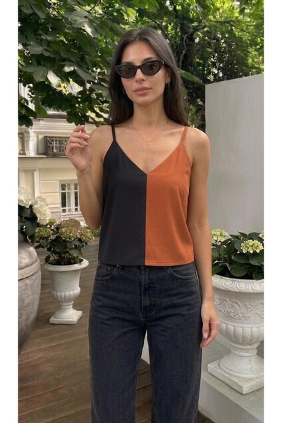 onno style women Sleeveless Strappy V-Neck Tricot Women's Blouse