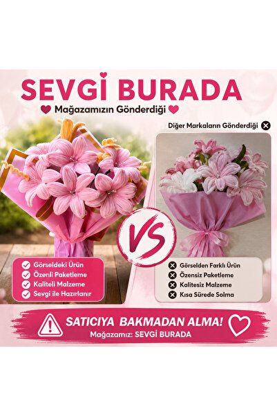 Sevgi burada Özel Gün Hediyen Lilyum Buketi İsteğe Bağlı Renk Seçenekleriyle