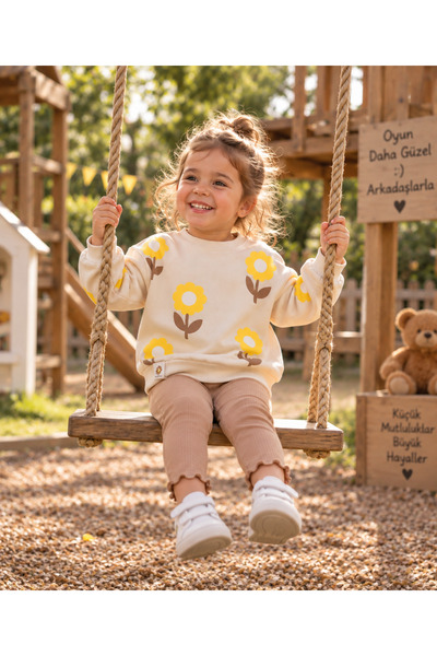 AduraKids Çiçek Baskılı Sweatshirt ve Taytlı takım