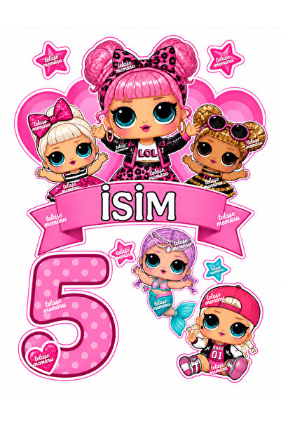 telaşe memuru İSİMLİ - 5 Yaş LOL BEBEK Pasta Süsü - Pasta Resmi ve Pasta Bask...
