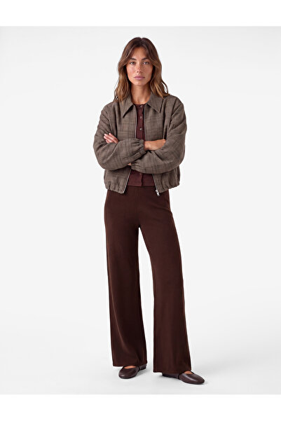 Koton Elastic Waist Long Wide Leg Knitwear Trousers