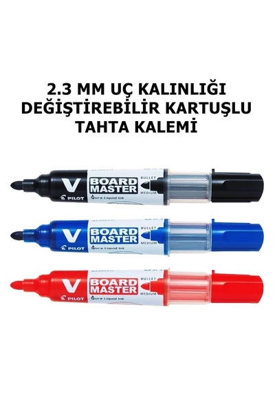 BenKalem 3 RENK KARTUŞLU TAHTA KALEMİ V BOARD MASTER PİLOT