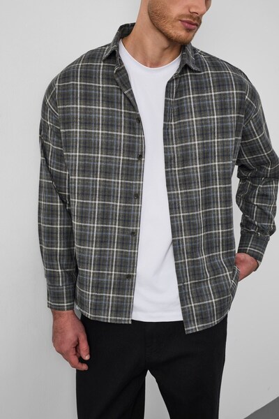 Valiberta Carol Relaxed Fit Cotton Striped Flannel Men's Shirt - Green