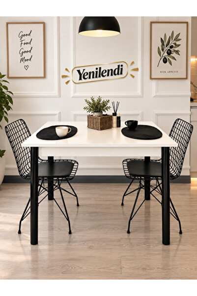 ECCES BB Mutfak Masası Sabit 70 X 110 Beyaz MDF Yemek Masası Ekonomik Çalışma...
