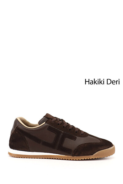 GÖNDERİ(R) Kadın Kahverengi Lastik Bağcıklı Hakiki Deri Sneaker