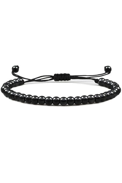 Alnis Atelier Onyx Men's Natural Stone Bracelet - Adjustable Macrame, 6 mm