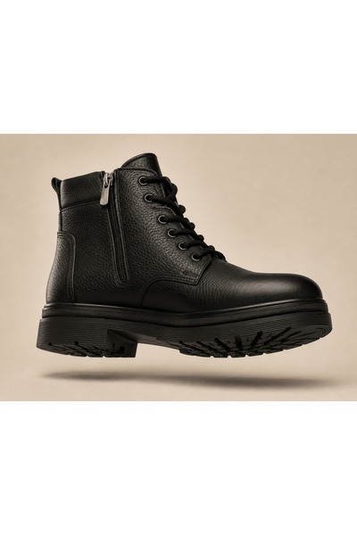 DASSLER Erkek Deri Yarım Bot Erkek Deri Soğuğa Dayanıklı İçi Kürklü Kışlık Or...