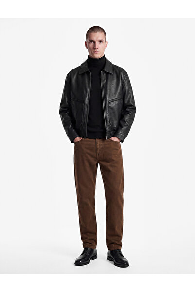 Koton Regular Waist Cotton Vintage Straight Fit Jean Trousers with Pockets