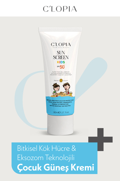 C'LOPIA BEAUTY Çocuk Güneş Kremi SPF 50+ UVA & UVB Koruma Bitkisel Kök Hücre ...