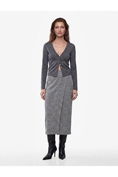 Koton Regular Waist Long Pencil Skirt with Front Stitching Detail
