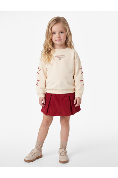 Koton Star Printed Crew Neck Long Sleeve Embroidered Sweatshirt