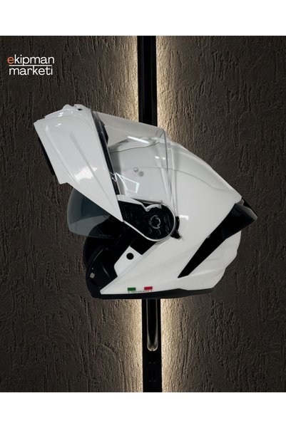 Sway 919 Kask White Çene Açılır Şeffaf Vizörlü