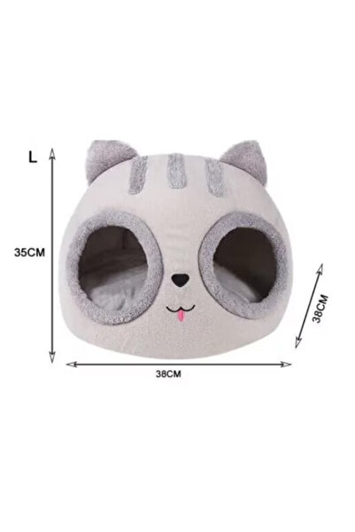 OEM Culcuș semi-deschis pentru pisici cu ochiuri decorative, 38x38x35 Gri