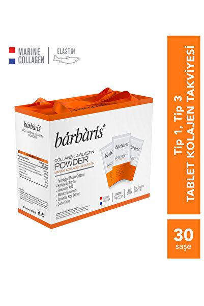 Barbaris Collagen & Elastin Powder (Balık Kolajeni Tip1-3) - 30 Şase - Hidrol...